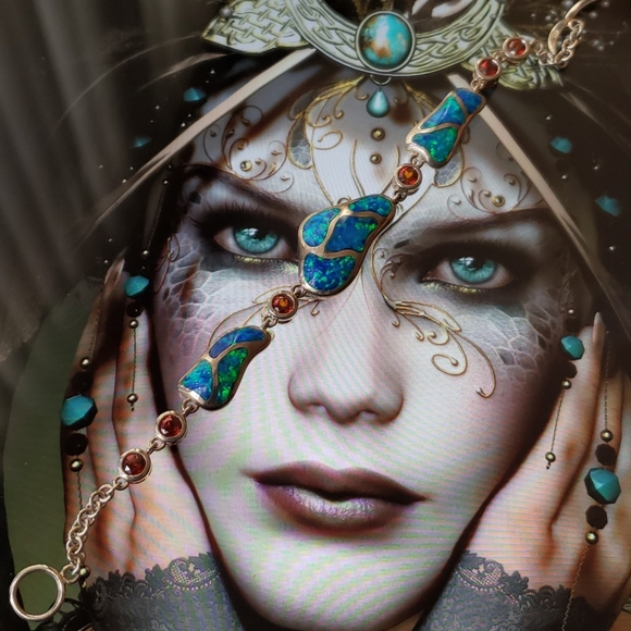 Blue fire opal and blood garnet s.s. bracelet - Picture 2 of 11